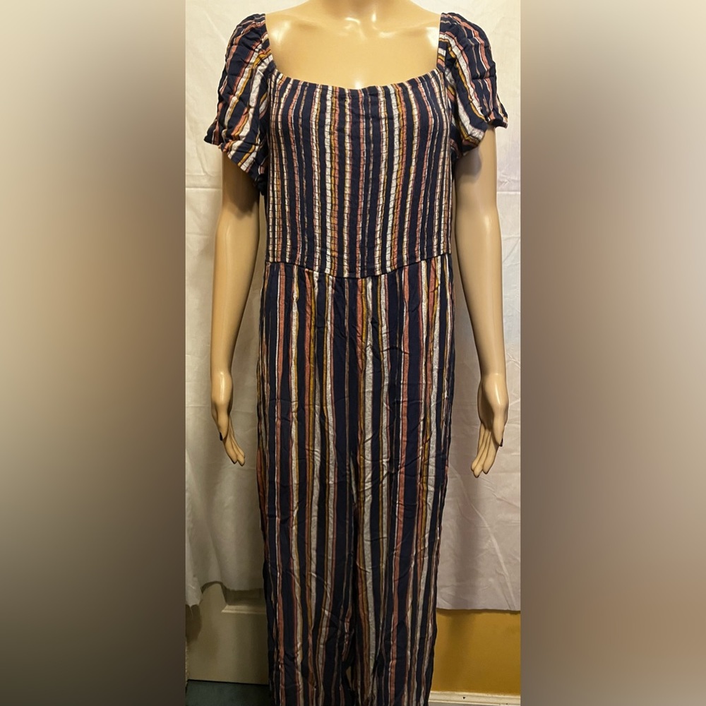 Juniors XXL Striped Jumpsuit Xhiliration